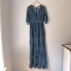 Gorgeous Dusty Blue Lace Maxi Dress/ Romper